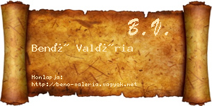 Benő Valéria névjegykártya